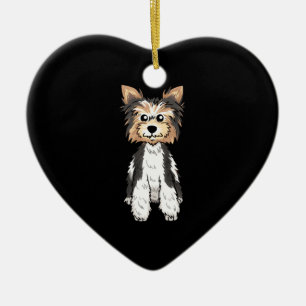 Parti Yorkie Cute Art Ceramic Ornament