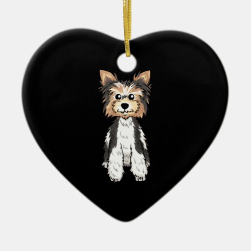 Parti Yorkie Cute Art Ceramic Ornament