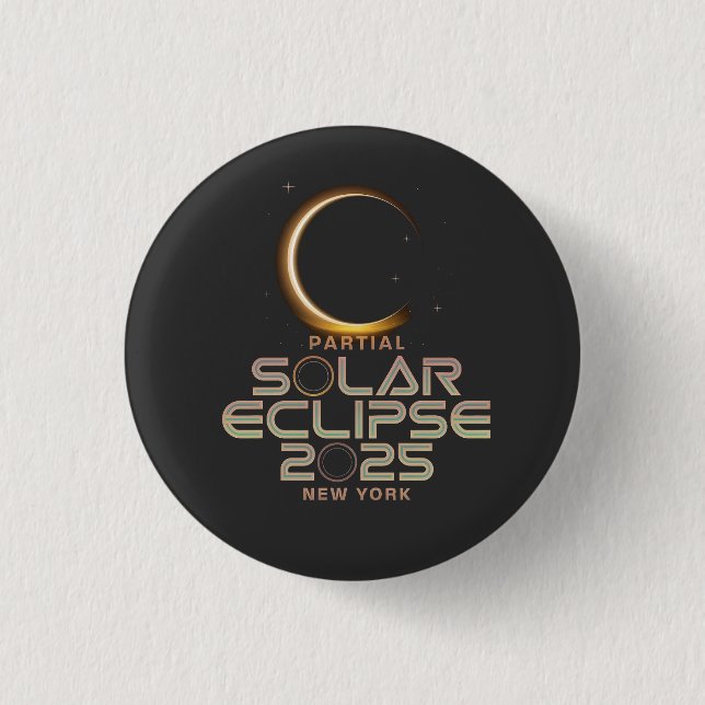 Partial Solar Eclipse 2025 Astronomy Event  Button (Front)