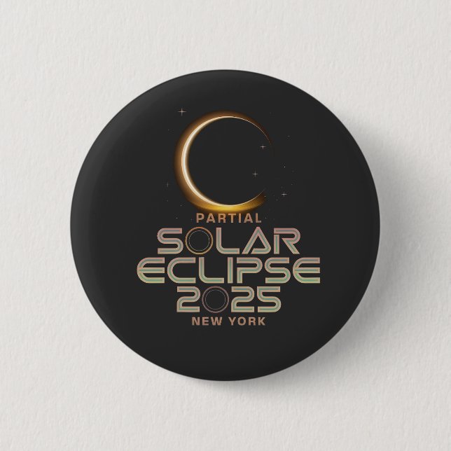 Partial Solar Eclipse 2025 Astronomy Event  Button (Front)