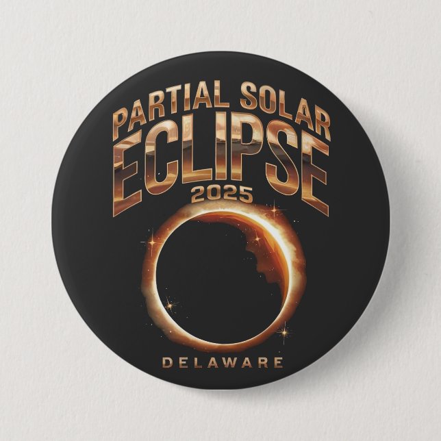 Partial Solar Eclipse 2025 Astronomy Event  Button (Front)