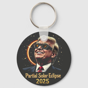Partial Solar Eclipse 2025 Astronomy Trump Keychain