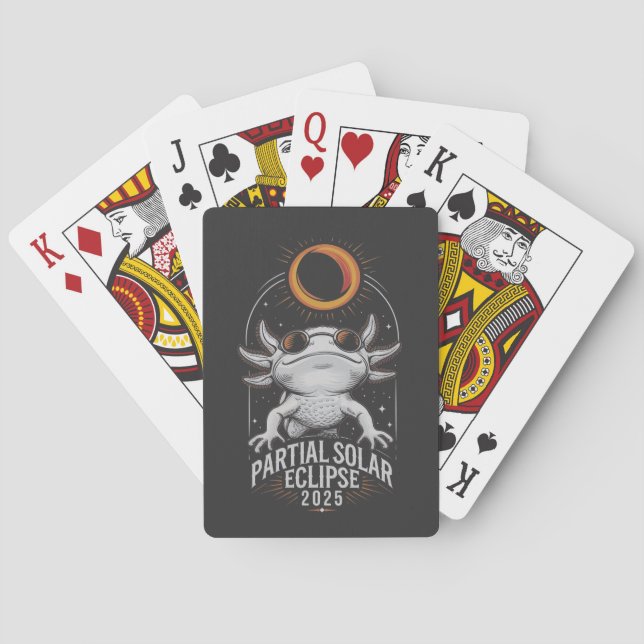 Partial Solar Eclipse 2025 Axolotl Amphibian  Poker Cards (Back)