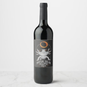 Partial Solar Eclipse 2025 Axolotl Amphibian Wine Label