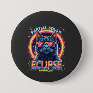Partial Solar Eclipse 2025 Cat Kitten Button