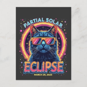 Partial Solar Eclipse 2025 Cat Kitten  Holiday Postcard