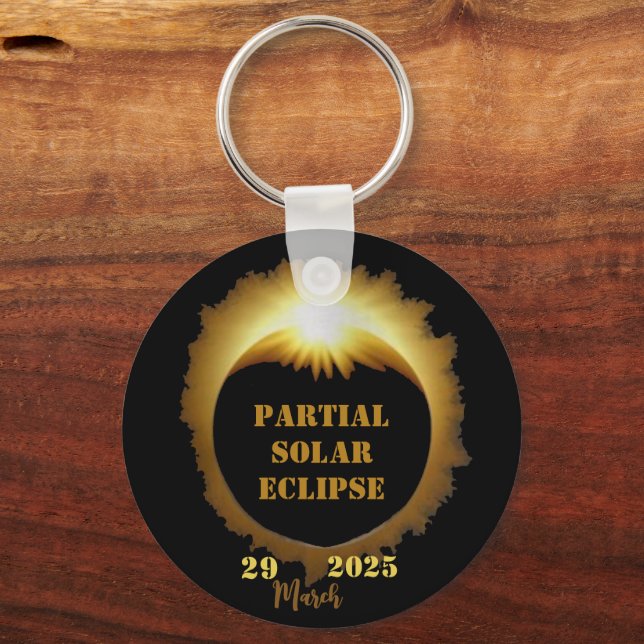 Partial Solar Eclipse Event 2025 Viewing Party Keychain (Front)