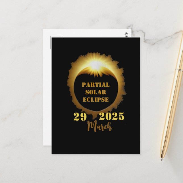 Partial Solar Eclipse Event 2025 Viewing Party Postcard (Front/Back In Situ)