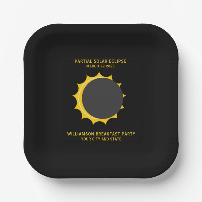 Partial Solar Eclipse March 2025 Personalized Paper Plates (Front)