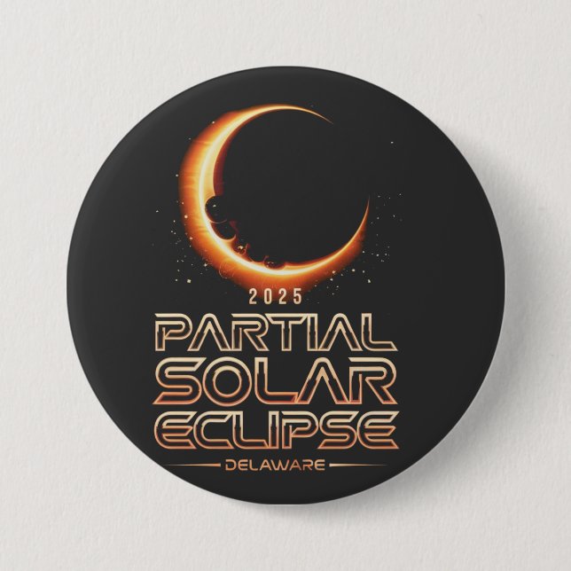 Partial Solar Eclipse New Jersey 2025 Button (Front)