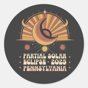 Partial Solar Eclipse Pennsylvania 2025 Classic Round Sticker