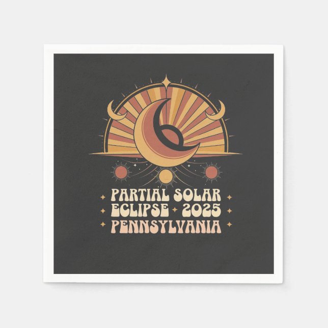 Partial Solar Eclipse Pennsylvania 2025 Napkins (Front)