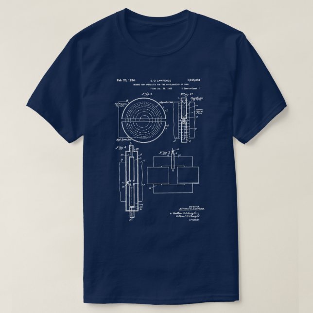 Particle accelerator patent 1934 cern nobel discov T-Shirt (Design Front)