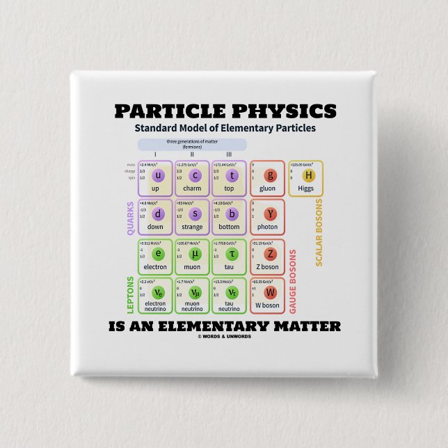 Particle Physics Is An Elementary Matter Model Button (Front)