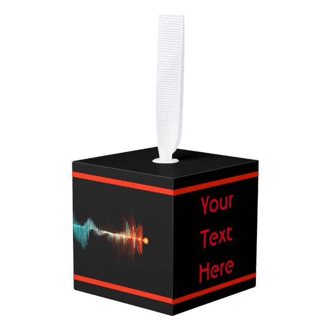 Particle-Wave Duality Cube Ornament (Front Angled)