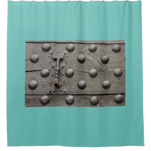PARTICULAR OF THE DOOR OF A CASTLE SHOWER CURTAIN (Front)