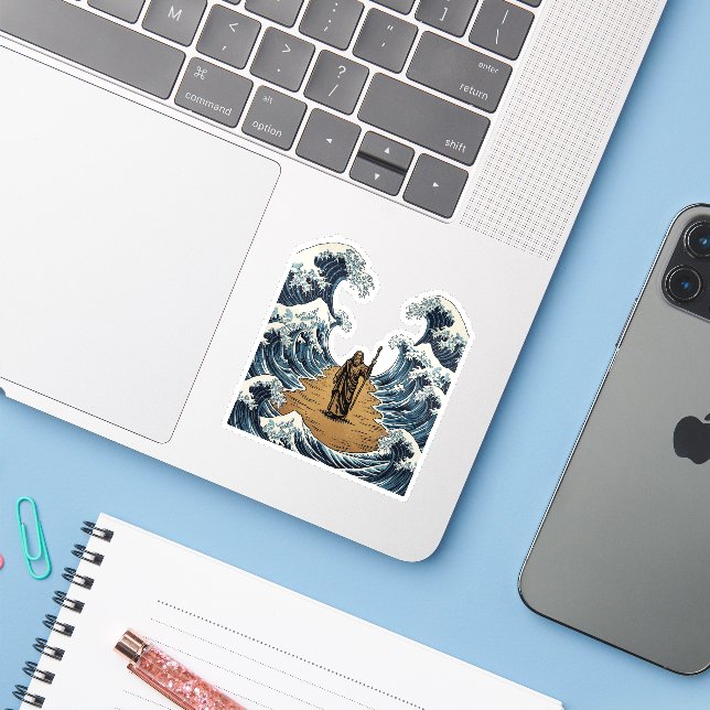 Parting the Sea  Sticker (Laptop w/ iPhone)
