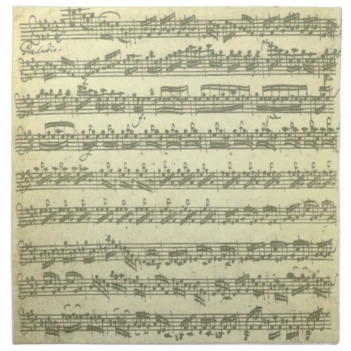 Partita by Bach Handwritten Manuscript Facsimile Cloth Napkin