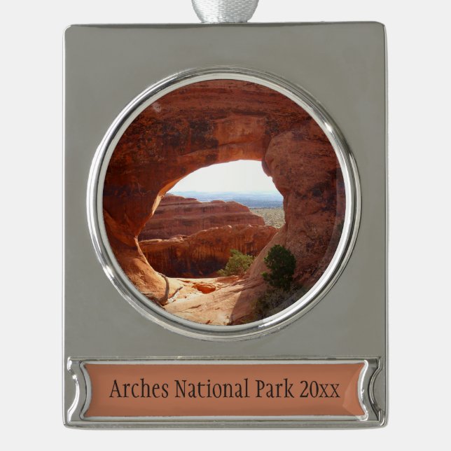 Partition Arch at Arches National Park Silver Plated Banner Ornament (Front)