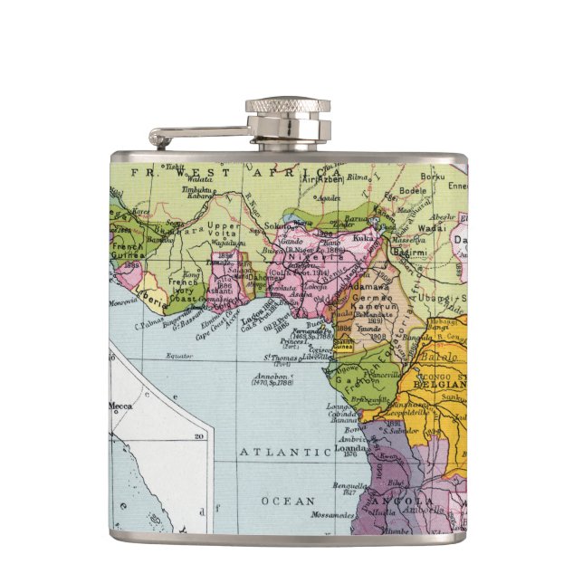 PARTITIONED AFRICA, 1914 FLASK (Front)