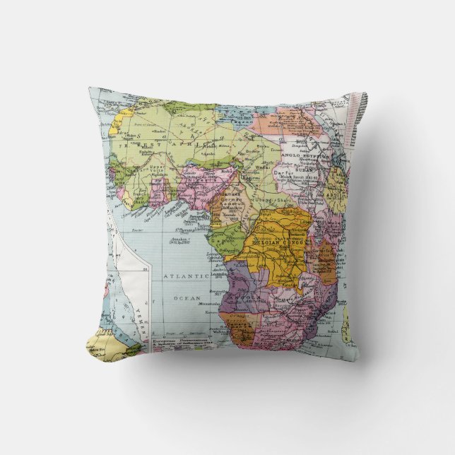 PARTITIONED AFRICA, 1914 THROW PILLOW (Front)