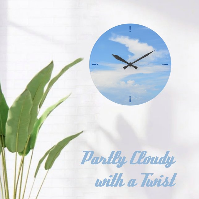 Partly Cloudy Blue Sky Large Clock (Creator Uploaded)