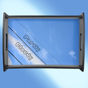 Partly Cloudy Blue Sky Modern Serving Tray