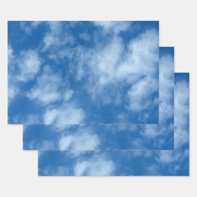 Partly Cloudy Blue Sky Nature Photography Wrapping Paper Sheets (Set)