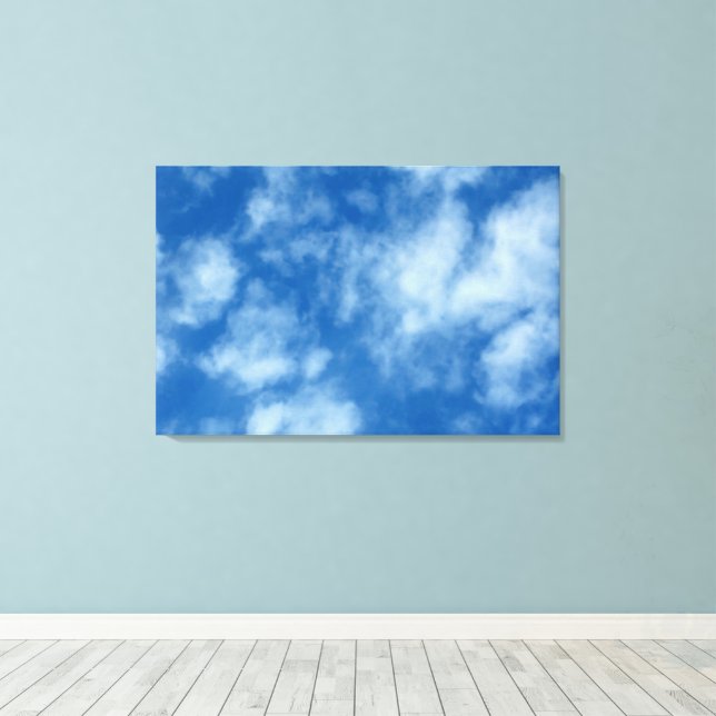 Partly Cloudy Blue Sky Photography Canvas Print (Insitu(Wood Floor))