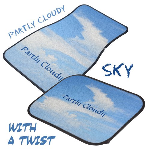 Partly Cloudy Blue Sky Swirling White Cloud Car Floor Mat