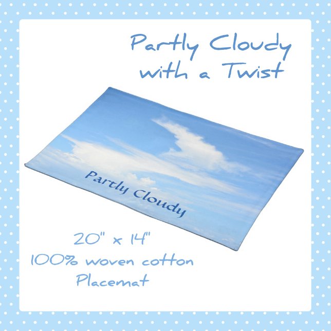 Partly Cloudy Swirling Sky Blue and White Cloth Placemat (Creator Uploaded)