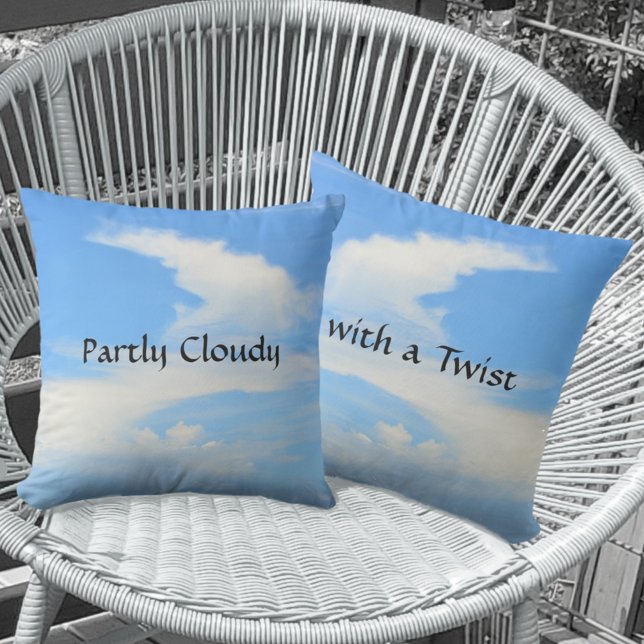 Partly Cloudy with a Twist Blue and White Outdoor Pillow (Creator Uploaded)
