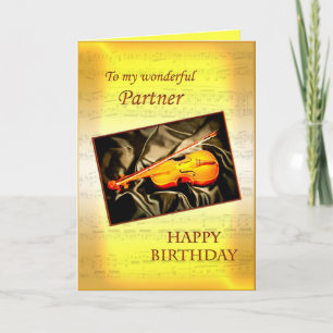 Partner, a musical birthday card with a violin