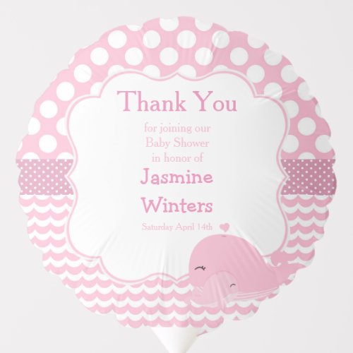 Partner  Baby Whale Pink Girl Baby Shower Balloon