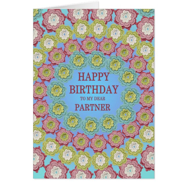 Partner Birthday Crochet Flowers Cards (Front)