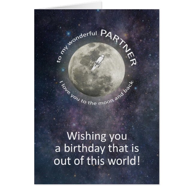Partner Birthday To The Moon And Back  Cards (Front)