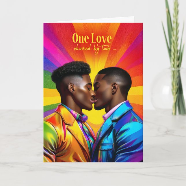 Partner Gay Anniversary Rainbow African American Card (Front)