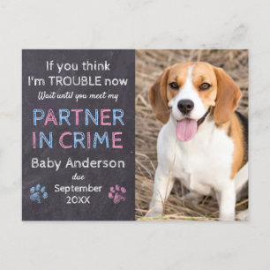 Partner in Crime Dog Pregnancy Announcement Postcard