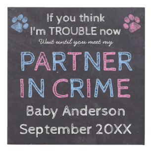 Partner in Crime Dog Pregnancy Announcement Sign
