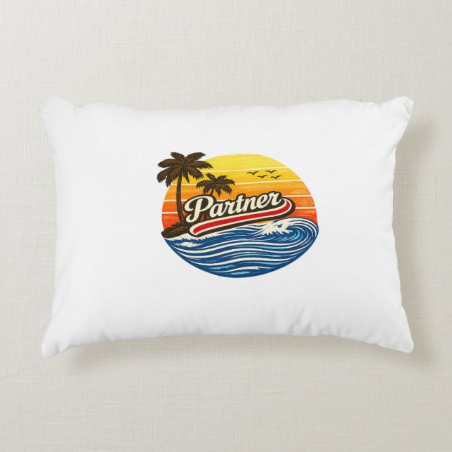 Partner Retro Sunset Design Accent Pillow (Front)