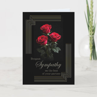 Partner Sympathy Roses on Black Card