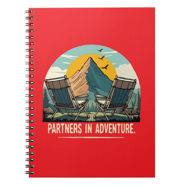Partners in Adventure Retro Mountain Camping Desig Notebook (Front)