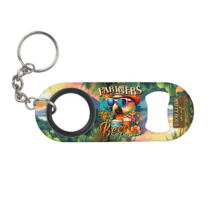 Partners in Beer Paradise Parrot Tropical Keychain Bottle Opener