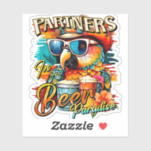 Partners in Beer Paradise Parrot Tropical Sticker