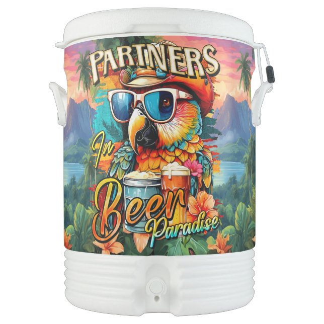 Partners in Beer Paradise Parrot Tropical Wild Beverage Cooler (Front)