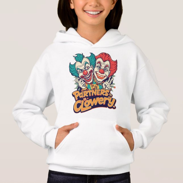 Partners in Clowery (Funny Clown Pun) Hoodie (Front)
