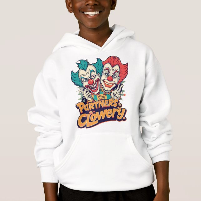 Partners in Clowery (Funny Clown Pun) Hoodie (Front)