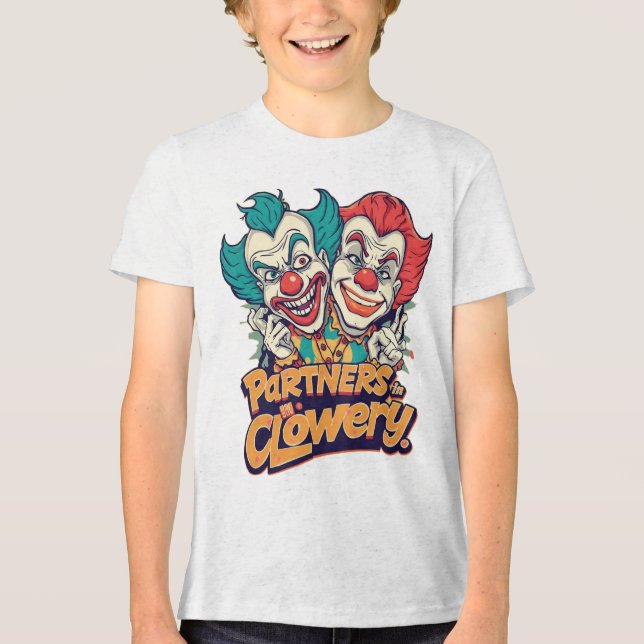Partners in Clowery (Funny Clown Pun) Tri-Blend Shirt (Front)