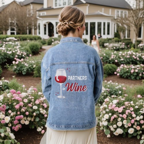 Partners in Wine Friends BFFs Bachelorette Party Denim Jacket