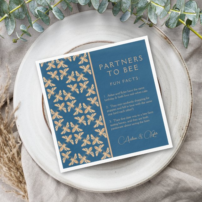 Partners to Bee Indigo Honeycomb Fun Facts Shower Napkins (Creator Uploaded)